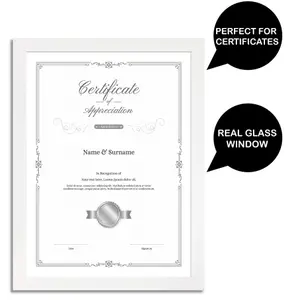 PF&A Oxford White A4 Poster Picture Frame With Glass