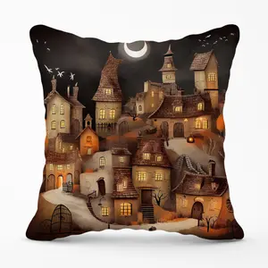 Spooky Halloween Village Cushions 60cm x 60cm