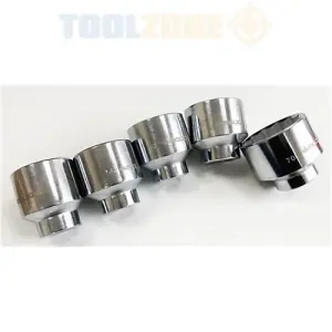 Toolzone 5PC 3/4" Drive Socket Set - 55, 56, 60, 65, & 70mm - Chrome Vanadium