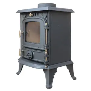 HEATSURE Cast Iron Woodburning Multifuel Stove Fireplace Heat Warm Indoor 4.5KW