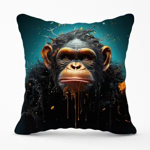 Monkey Face Splashart Blue Cushions 60cm x 60cm