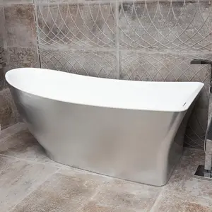 Edmonton Silver Effect Acrylic Freestanding Bath (L)1750mm (W)750mm