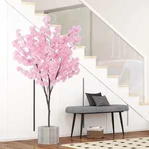 Costway 190cm Tall Artificial Cherry Blossom Tree Faux Floral Plant Indoor Decor