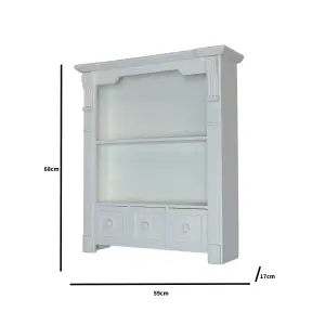 Melody Maison White Wooden Wall Shelf Unit with Drawers