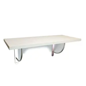 Solid Pine Rustical Shelf White with LUK02 Bracket 25x100cm