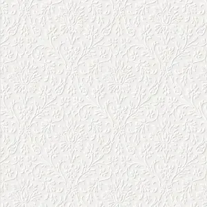 Laura Ashley Annecy White Damask Smooth Wallpaper Sample