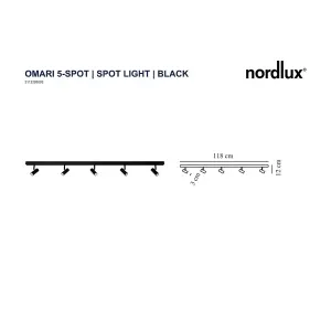 Nordlux Omari 5-Spot Indoor Dining Kitchen Metal Spot Light in Black (Diam) 37.5cm