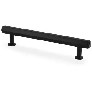 Industrial Hex T Bar Pull Handle - Matt Black 128mm Centres Kitchen Cabinet Door