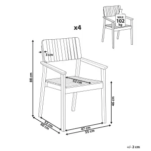 Set of 4 Garden Chairs AGELLO Acacia Wood Light Wood