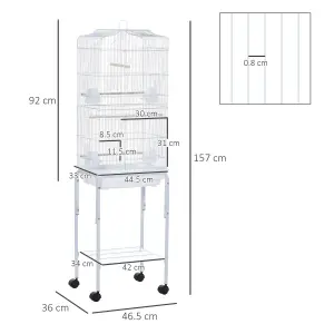 PawHut Bird Cage for Budgie Finch Canary Parakeet W/ Stand Sliding Tray White