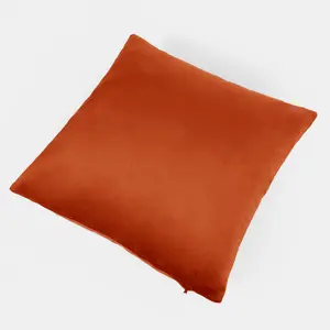 Sienna 2 x Matte Velvet Filled Cushion Covers Soft Zip, Rust - 45 x 45cm