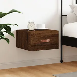 Berkfield Wall-mounted Bedside Cabinet Brown Oak 35x35x20 cm