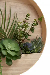 Fiori Mixed Succulents In Wood Wall Planter Artificial Plant Foliage