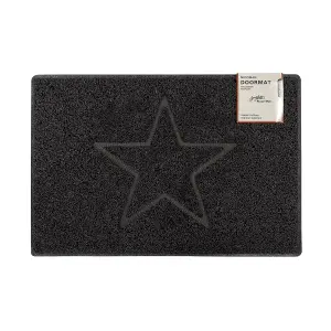 Star Large Embossed Doormat in Black