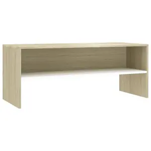 Berkfield TV Cabinet White and Sonoma Oak 100x40x40 cm Engineered Wood