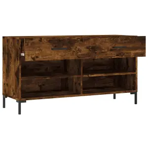 Berkfield Shoe Bench Smoked Oak 102x35x55 cm Engineered Wood