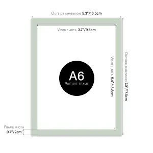 A6 Mint Green Picture Frame Fits A6 (10.5 x 14.8cm - 4.1 x 5.8in) Poster, Photo, Artwork, or Print.