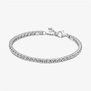 Pandora Sparkling Tennis Bracelet - Sterling Silver / Cubic Zirconia - Sz. 18 cm