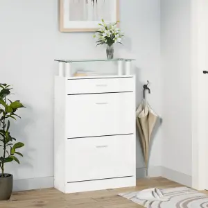 Berkfield Shoe Cabinet High Gloss White 63x24x104 cm Engineered Wood