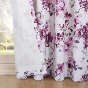 Home Curtains Betty Fully Lined Floral 66w x 90d" (168x229cm) Pink Eyelet Curtains (PAIR)