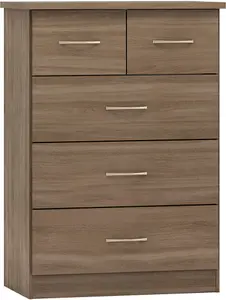 Nevada 3+2 Drawer Chest Rustic Oak Effect 5 Drawers