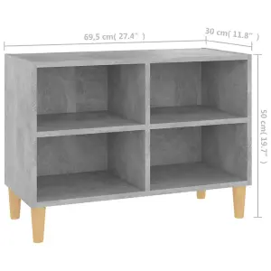 Berkfield TV Cabinet with Solid Wood Legs Concrete Grey 69.5x30x50 cm