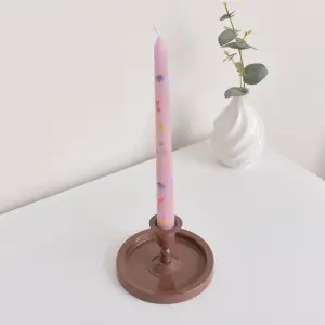 Melody Maison Terracotta Pink Round Candlestick Holder - 7cm