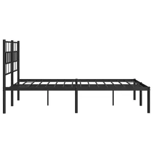 Berkfield Metal Bed Frame with Headboard Black 140x190 cm