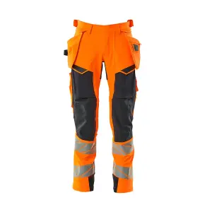 Mascot Accelerate Safe Trousers with Holster Pockets - Hi-Vis Orange/Dark Navy   (36.5) (Leg Length - Long)