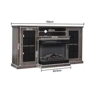 Electric Fire Suite,3 Sided Fireplace Heater with Fire Surround Set,Fireplace TV Stand Cabinet with Storage Shelf