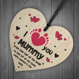 Mothers Day Gift From Baby Daughter Son Wood Heart Love Gift For Mummy Keepsake