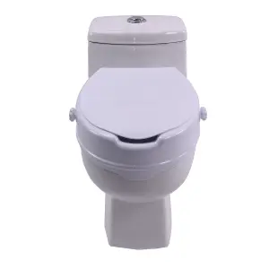 Raised Toilet Seat Aid with Lid 10cm (4") Elevated Strong and Durable