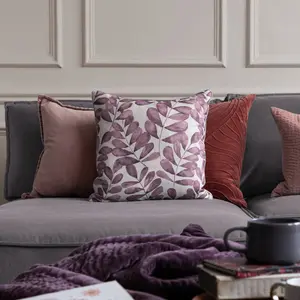 Rowan Floral Square Throw Cushion Purple