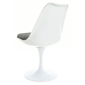 White Tulip Dining Chair with Light Grey Textured Cushion