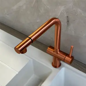 Liquida W15CP Single Lever Swivel Spout Pull Out Copper Kitchen Mixer Tap