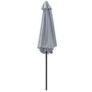 SunDaze Grey 2.5M Round Garden Parasol Outdoor Patio Umbrella, Base Weights & Weather Protective Cover