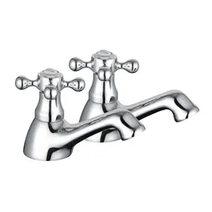 Nes Home Trafford Victorian Bath Taps & Basin Mono Mixer Tap Set Chrome