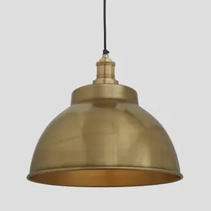 Industville Brooklyn Dome Pendant, 13 Inch, Brass, Brass Holder