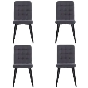 Dining Chair Set of 4 Dark Grey Frosted Velvet Dining Chairs Kitchen Accent Chair with Metal Legs