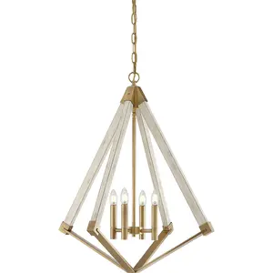 4 Bulb Chandelier Hanging Pendant Ceiling Light Weathered Brass LED E14 60W Bulb