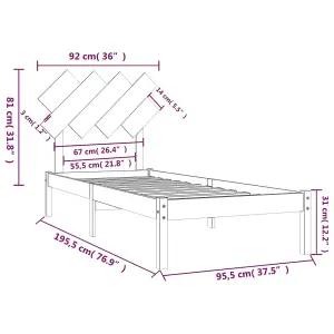 Berkfield Bed Frame 90x190 cm 3FT Single Solid Wood