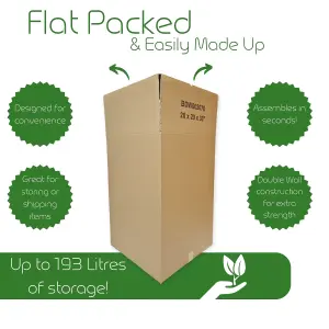 Tall Strong Double Wall Extra Large Cardboard Box 20" x 20" x 30" Storage Packing Moving House Sturdy Shipping Boxes (Pack of 20)