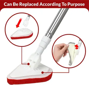 119cm Long Handle Scrubbing Brush with Stiff Bristles - 3 in 1 Shower Cleaning Brush -Multi Function Tile Sink Wall Kitchen Tub