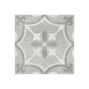 Perla Grey Matt Patterned Stone effect Ceramic Indoor Wall & floor Tile, Pack of 9, (L)330mm (W)330mm