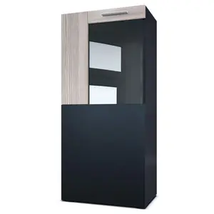 Killion Display Cabinet Black/Grey High Gloss / Without LED