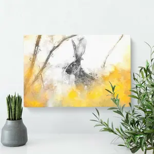 Alert Hare In The Meadow In Abstract - Wrapped Canvas Painting 35 cm H x 50 cm W