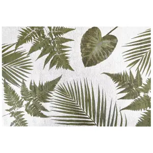 Cotton Area Rug Leaves Motif 200 x 300 cm Green BARZAH