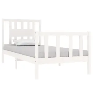 Berkfield Bed Frame White Solid Wood 90x190 cm 3FT Single