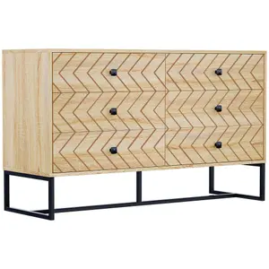 HOMCOM Chest Of 6 Drawers Storage Unit 71x120cm Unique Zigzag Design Anti tip