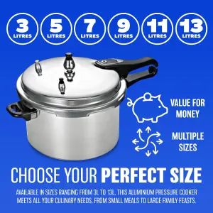 New 5 Litre Pressure Cooker Aluminium Kitchen Cooking Steamer Catering Handle